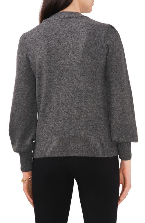 Chaus Imitation Pearl Puff Sleeve Sweater In Gray