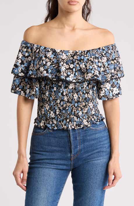 BY DESIGN Laura Floral Ruffle Short Sleeve Top