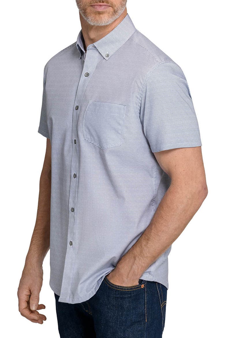 Square Reworked Short Sleeve Button-Down Shirt, Alternate, color, GREY