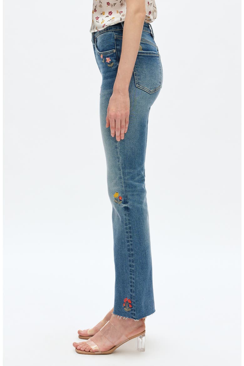 Floral Embroidered High Waist Bootcut Jeans, Alternate, color, MEDIUM BLUE