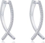 Lafonn Pavé Simulated Diamond Crossover Oval Hoop Earrings