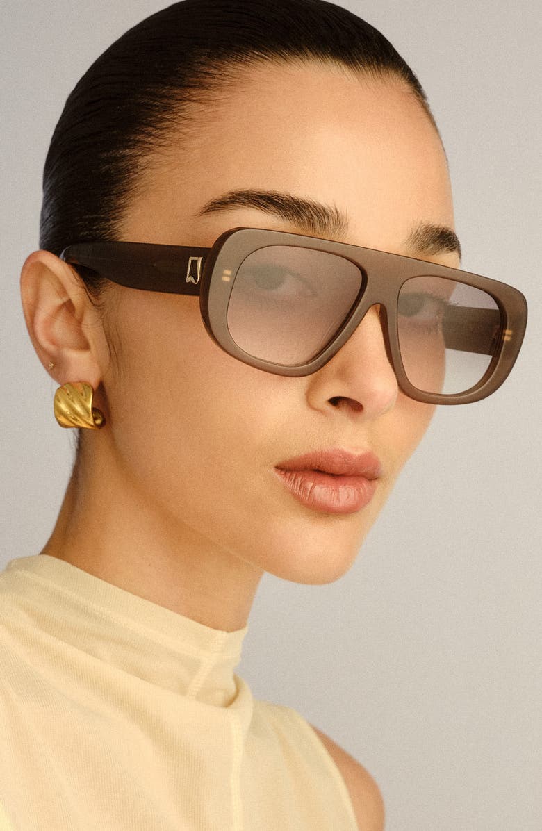 LUV LOU The Dionne 55mm Aviator Sunglasses, Alternate, color, Mushroom