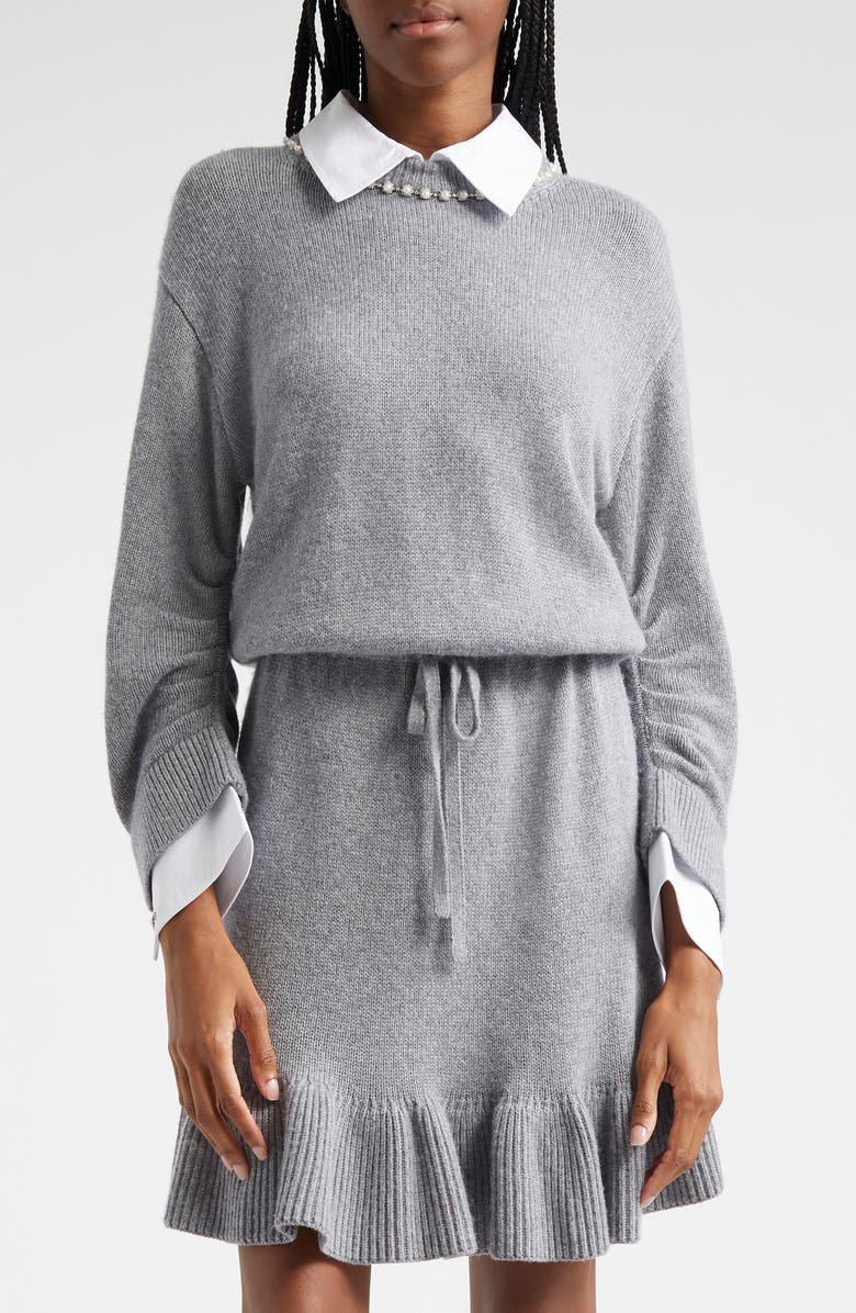 Cinq à Sept Kiana Rhinestone Accent Long Sleeve Sweater Shirtdress, Main, color, 