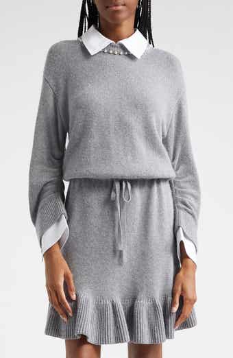 Cinq à Sept Kiana Rhinestone Accent Long Sleeve Sweater Shirtdress