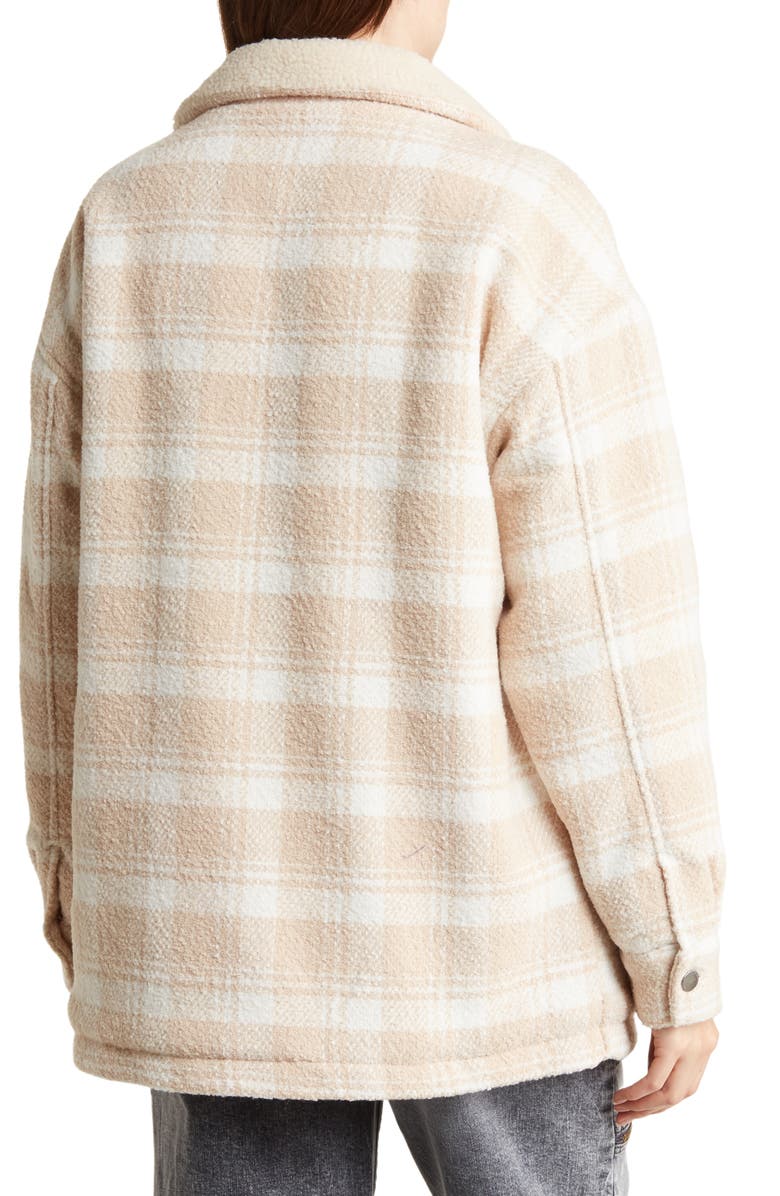 Roxy Passage of Time Plaid Shacket with Faux Shearling Collar, Alternate, color,