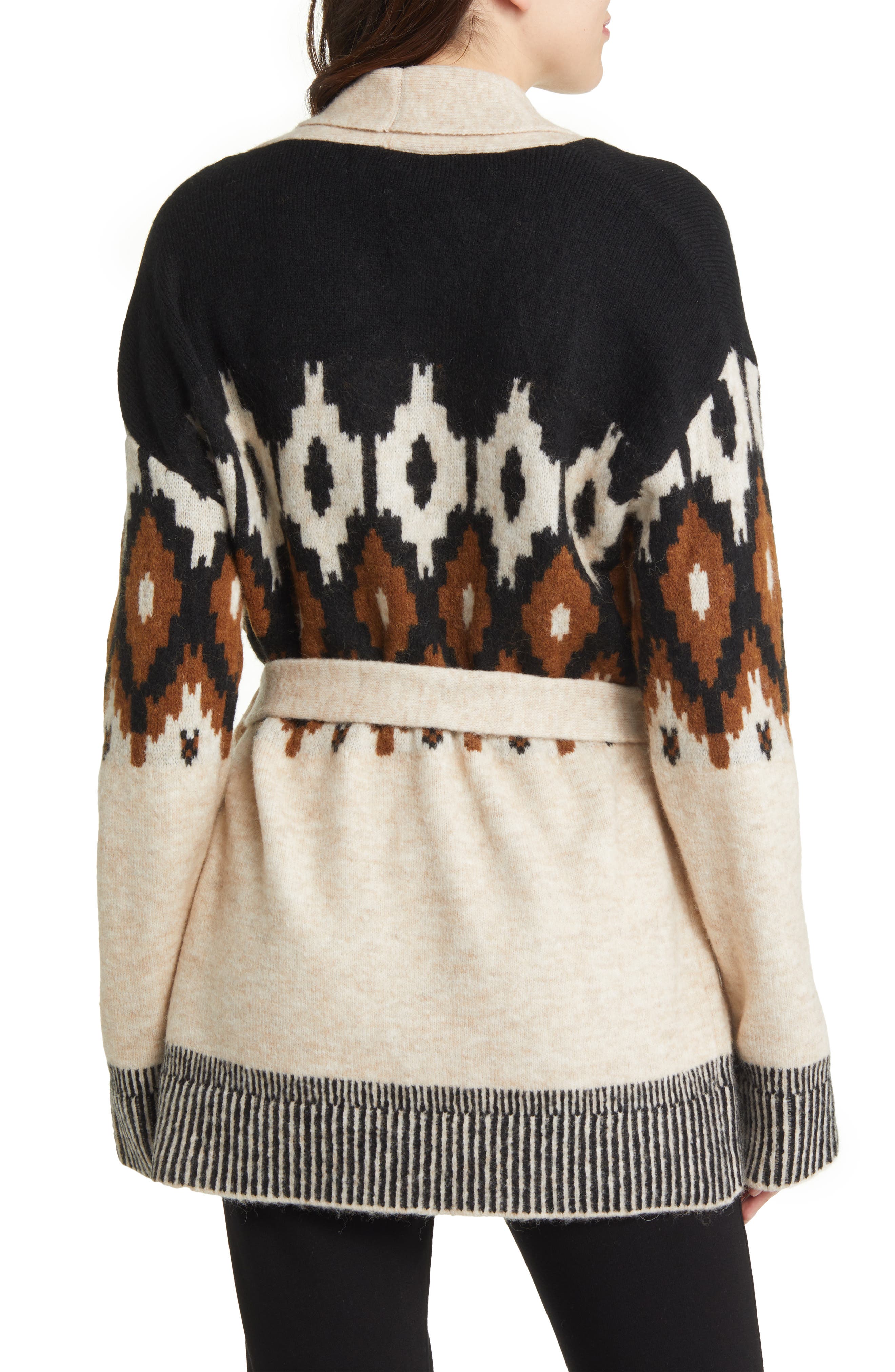 Shawl Collar Tie Waist Cardigan - image 2