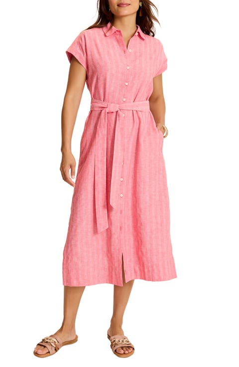 Textured Dobby Midi Shirtdress