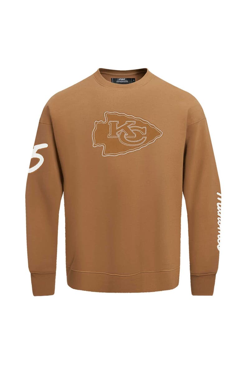 Men's Pro Standard Patrick Mahomes Brown Kansas City Chiefs Pullover Crewneck Sweatshirt, Alternate, color, Brown