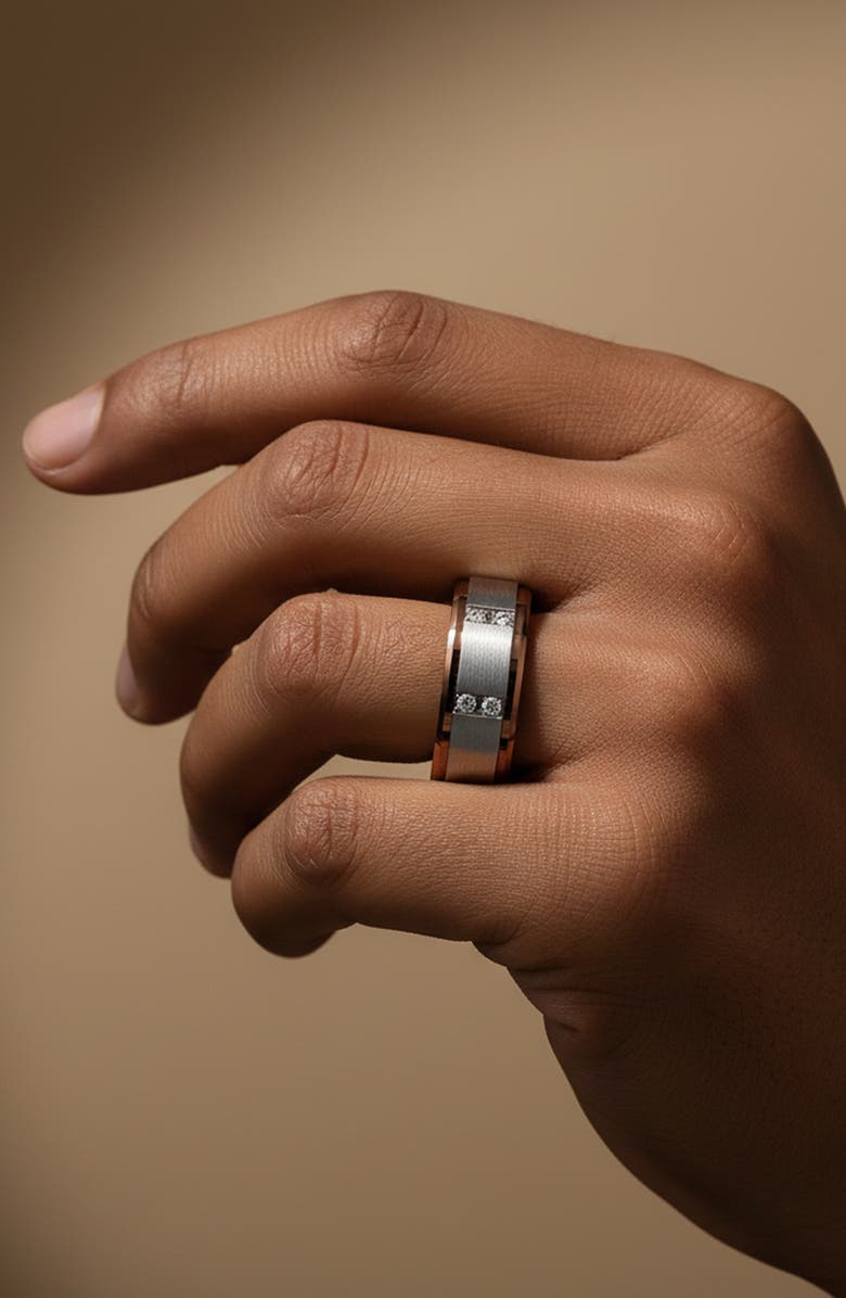 Larson Jewelers Beowulf Raised Center Tungsten Wedding Band, Alternate, color, Espresso