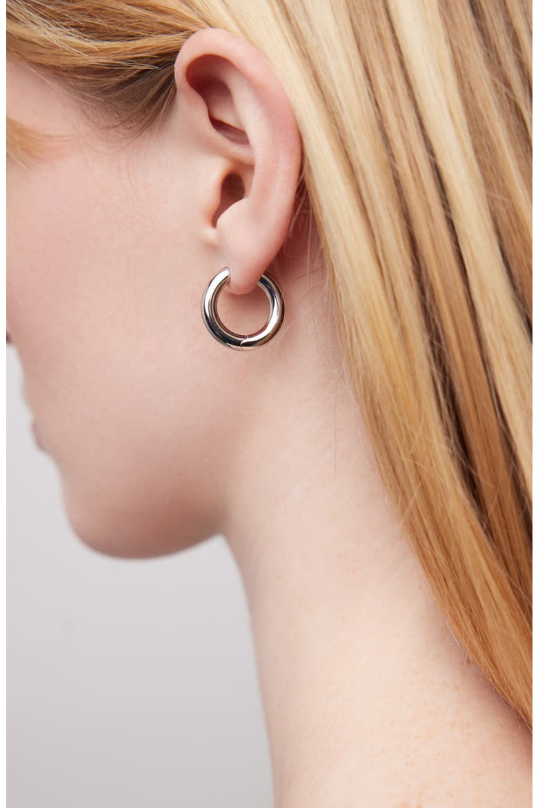 Micro Lilly Huggie Hoop Earrings, Alternate, color, SILVER
