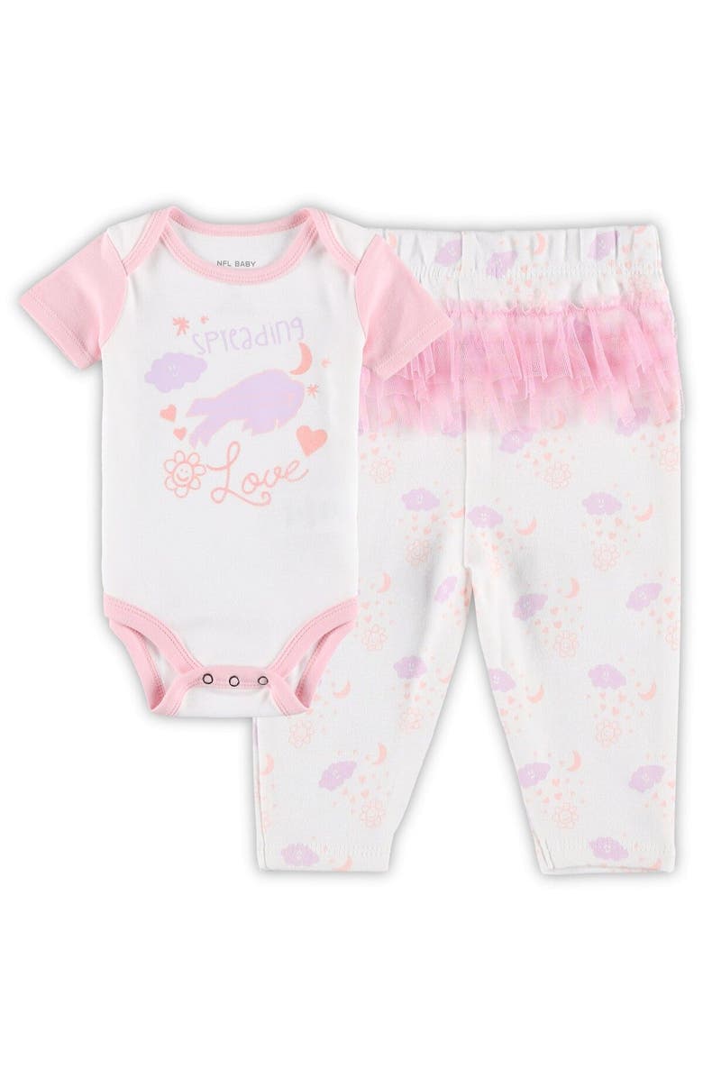 Outerstuff Girls Newborn & Infant White Buffalo Bills Spreading Love Bodysuit and Tutu Leggings Set, Main, color, White