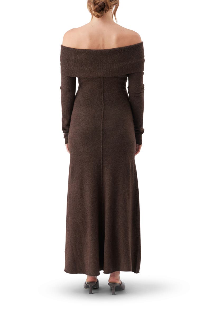 Tyla Off Shoulder Knit Maternity Dress, Alternate, color, Chocolate