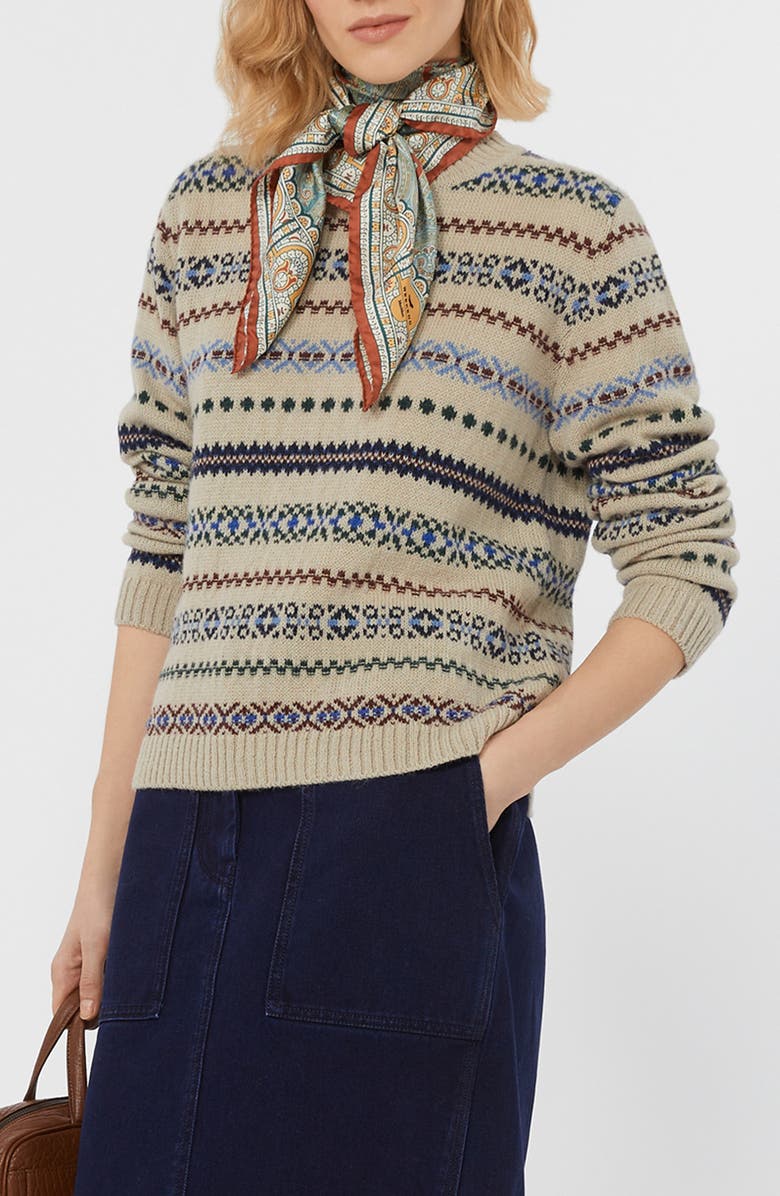 Weekend Max Mara Quirite Jacquard Crewneck Sweater, Alternate, color, Ecru