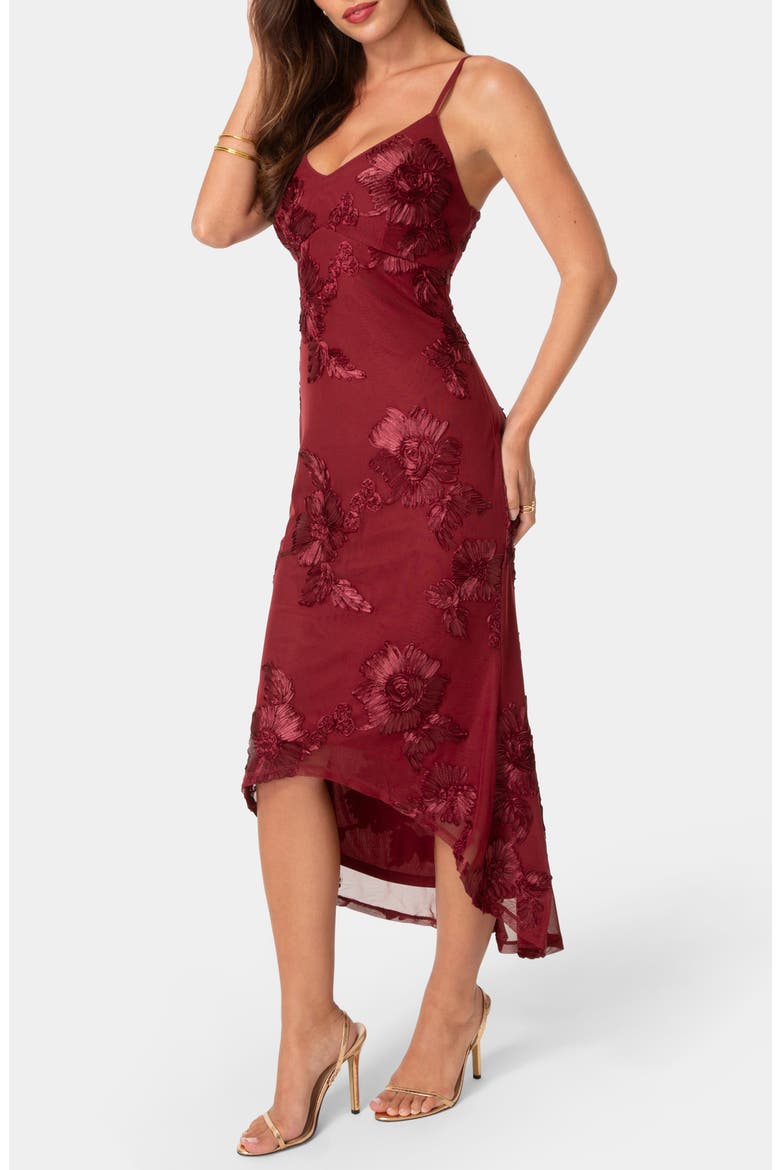 Soutache V-Neck High-Low Maxi Dress, Alternate, color, WINE
