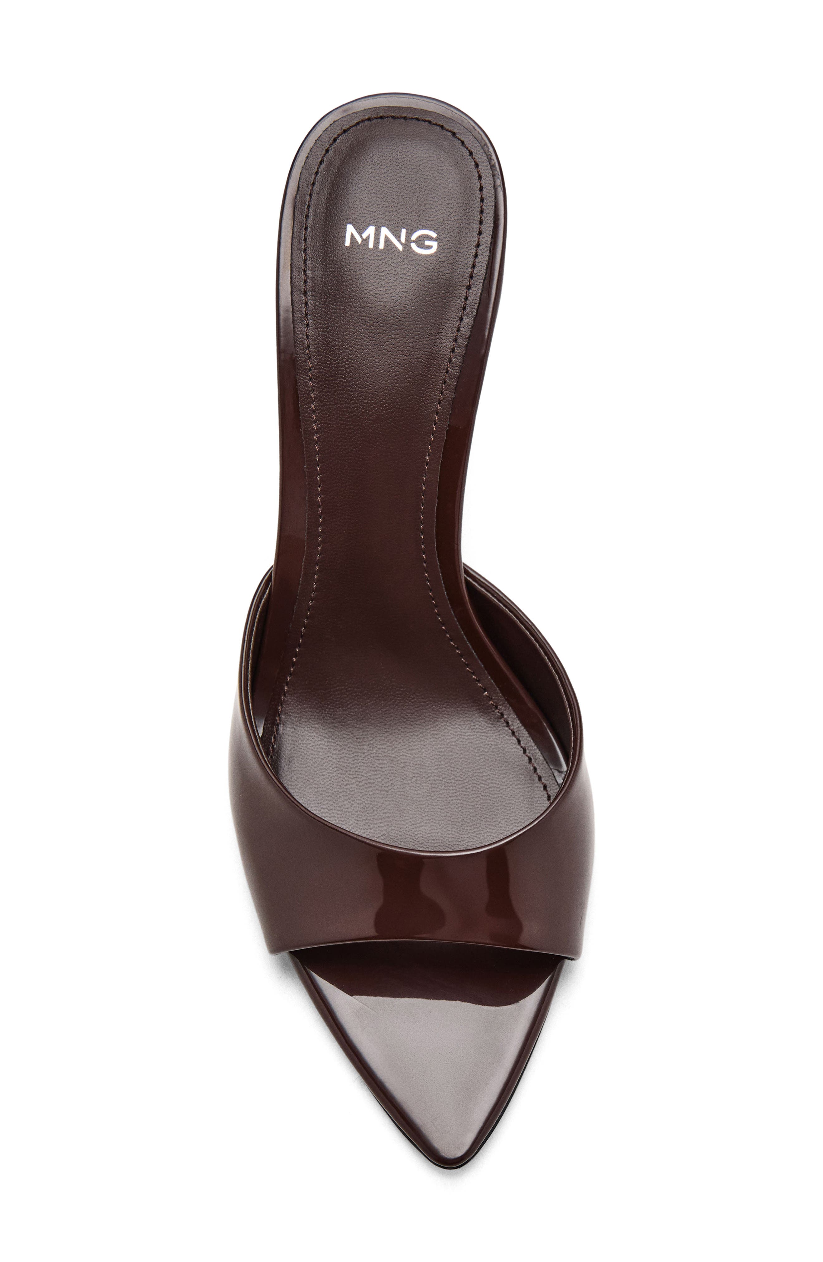 Pointed Toe Slide Sandal, Alternate, color, SHINY CHOCOLATE