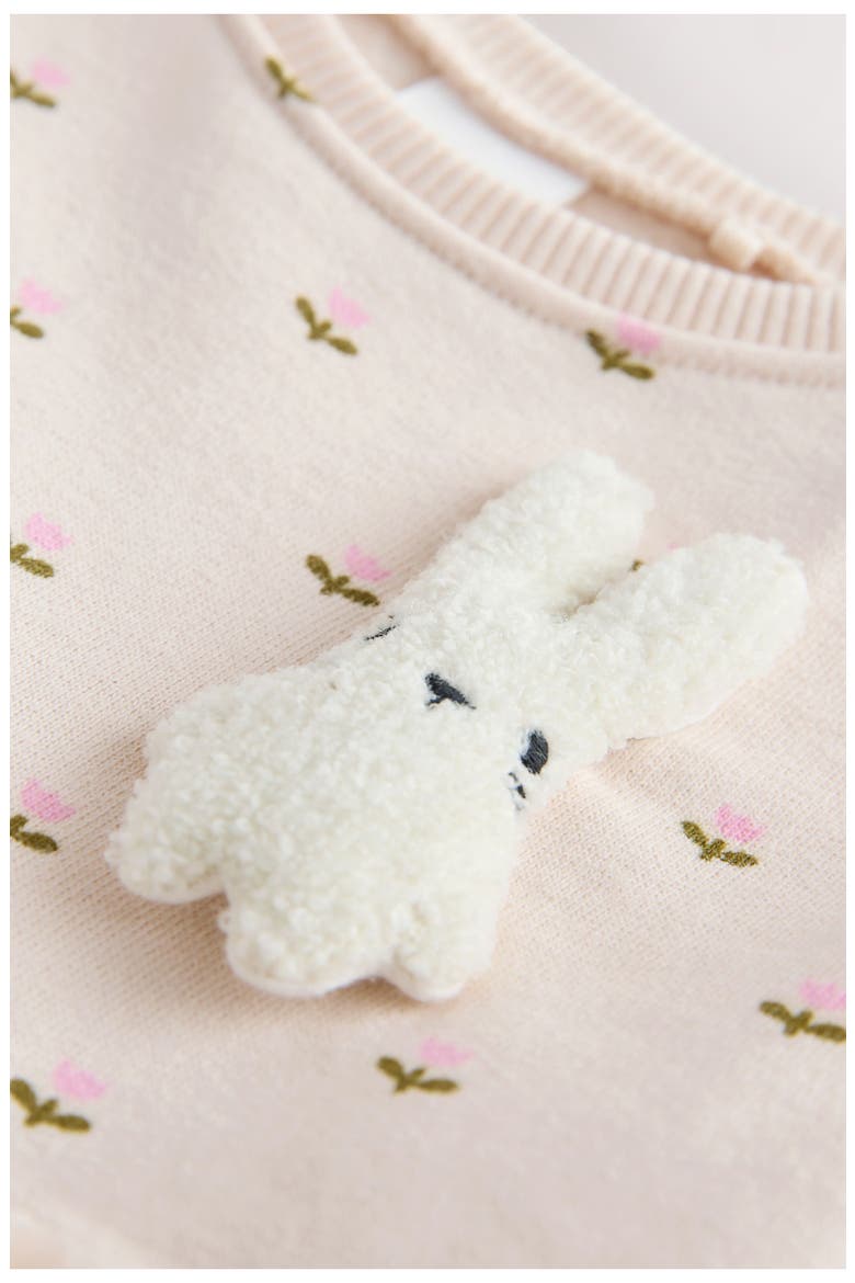 Kids' Floral Mesh Bunny Sweater Dress, Alternate, color, CREAM