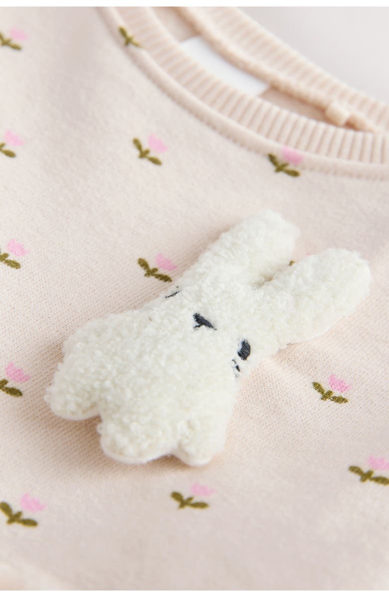 NEXT Kids' Floral Mesh Bunny Sweater Dress, Alternate, color, Cream