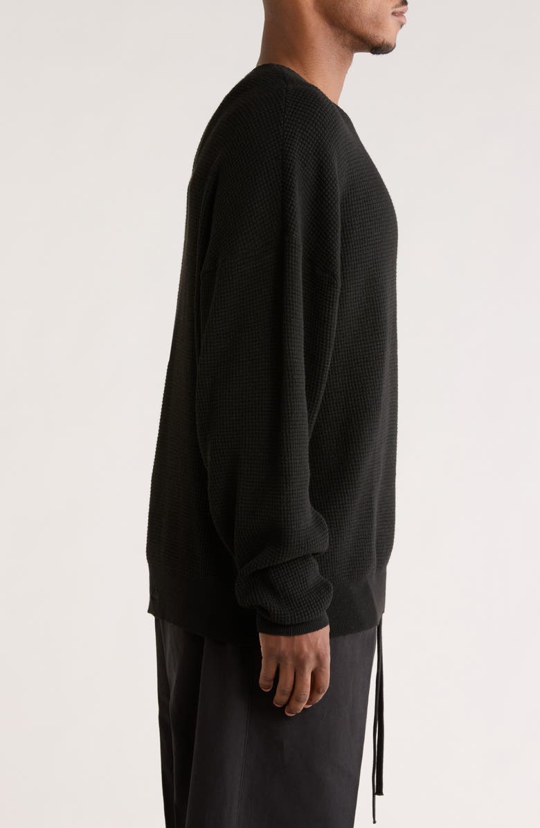 Fear of God Essentials Signature Waffle '90s Crewneck Sweatshirt, Alternate, color, Vintage Black