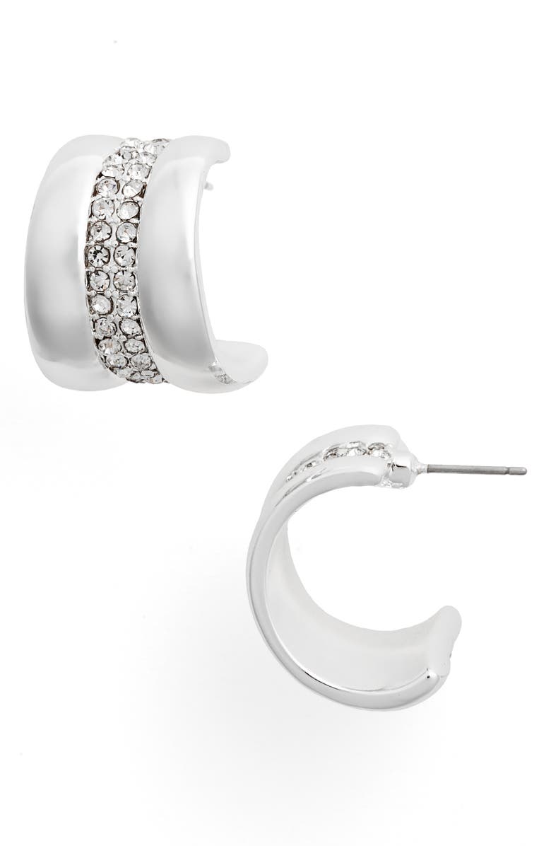 Ettika Pavé Center Hoop Earrings, Main, color, Silver
