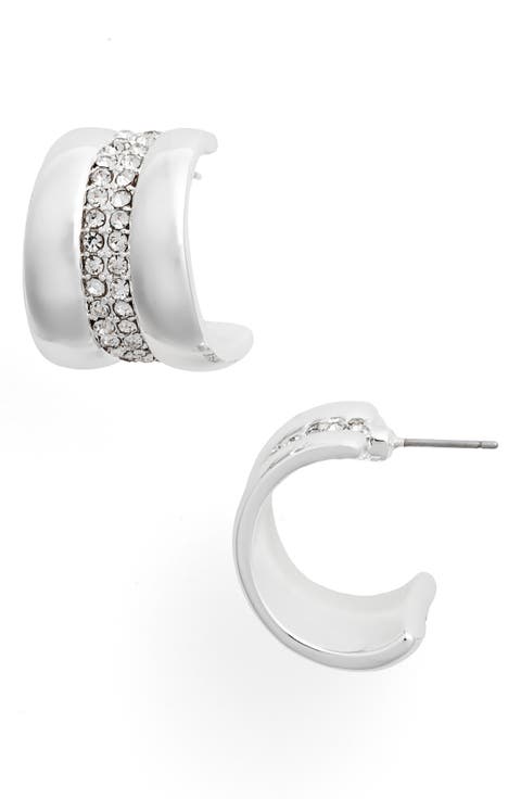 Pavé Center Hoop Earrings