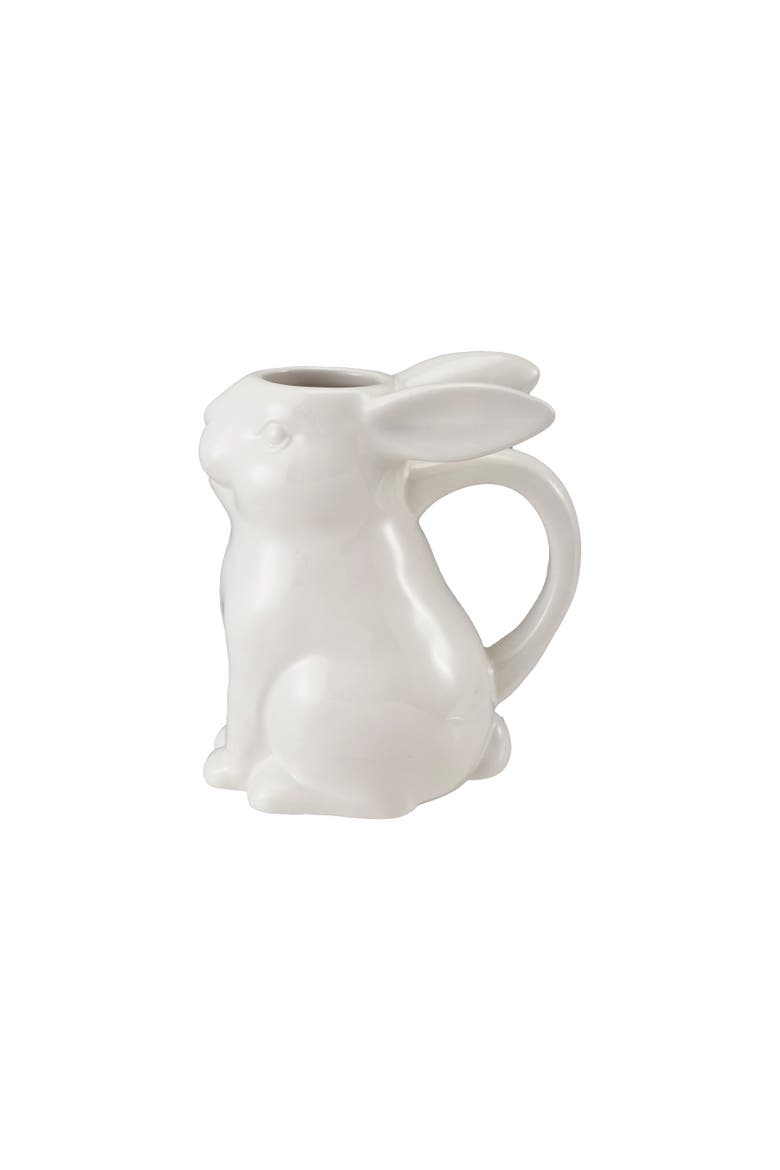 Dolomite Rabbit Creamer with Glaze, Main, color, White