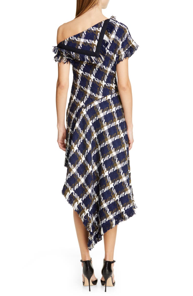 MONSE Asymmetrical One Shoulder Tweed Dress, Alternate, color, 
