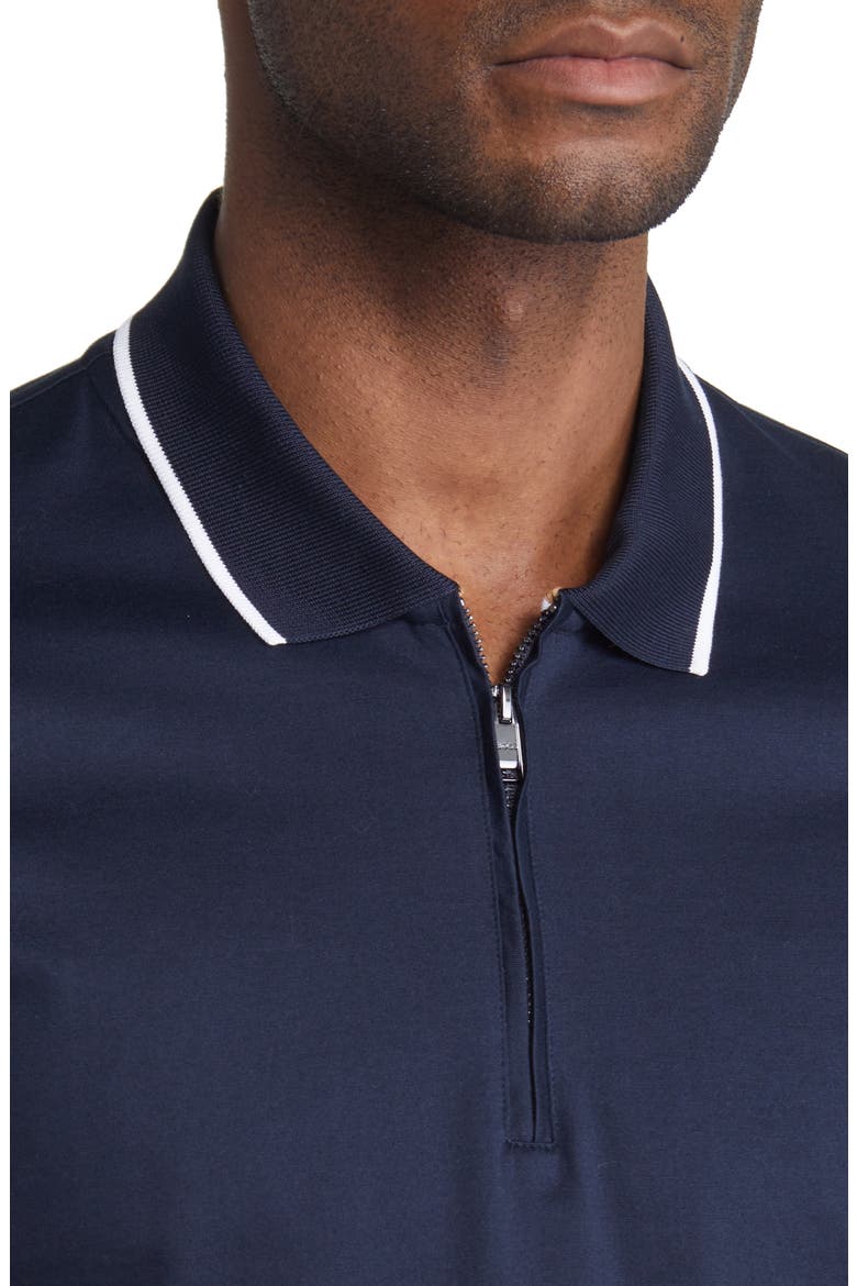 Polston Tipped Zip Polo, Alternate, color, DARK BLUE