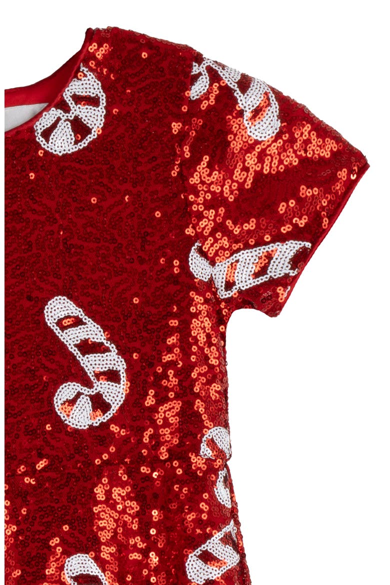 Kids' Candy Cane Sequin Dress, Alternate, color, RED