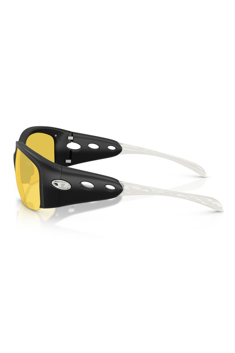 62mm Oversize Mirrored Pillow Sunglasses, Alternate, color, SOLID SHINY BLACK / YELLOW