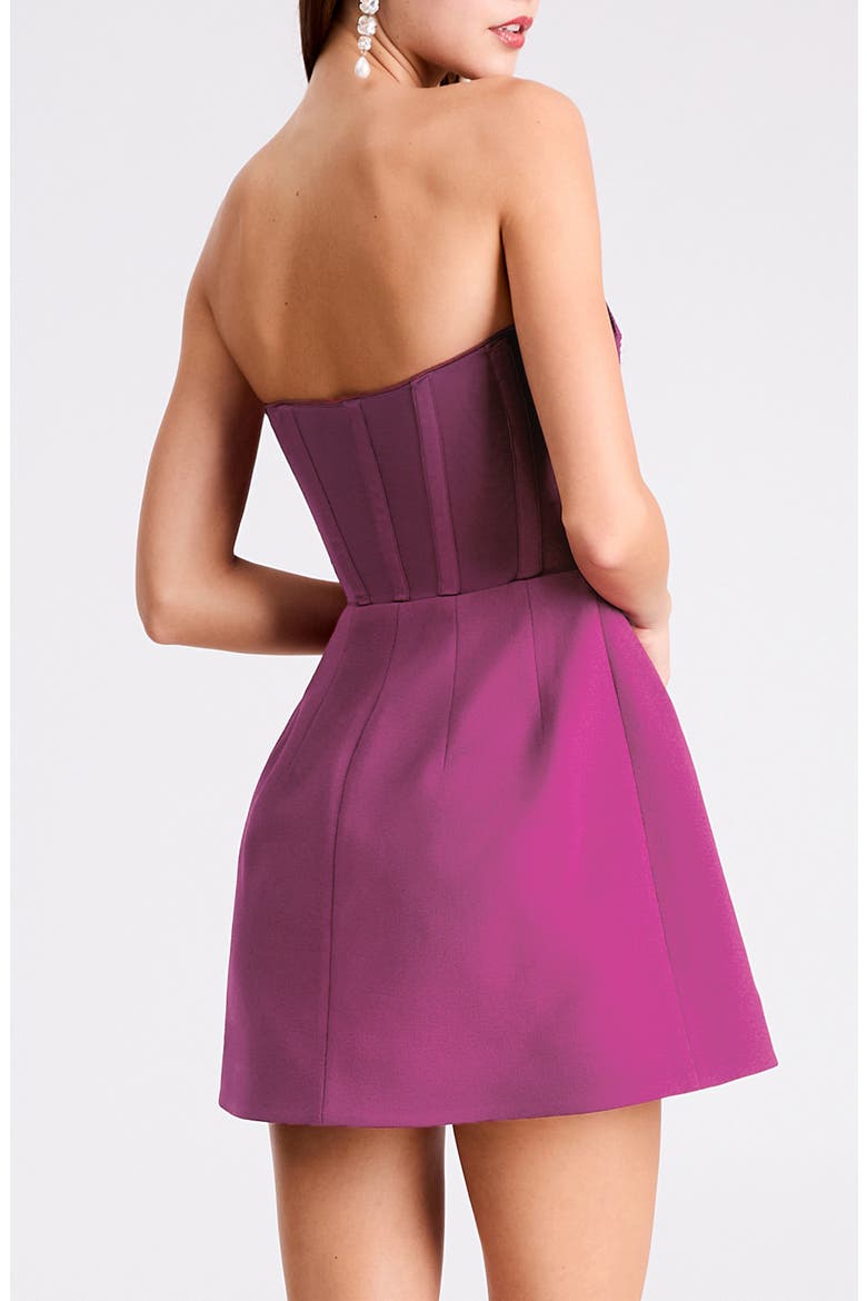 Gia Floral Appliqué Strapless Minidress, Alternate, color, BERRY