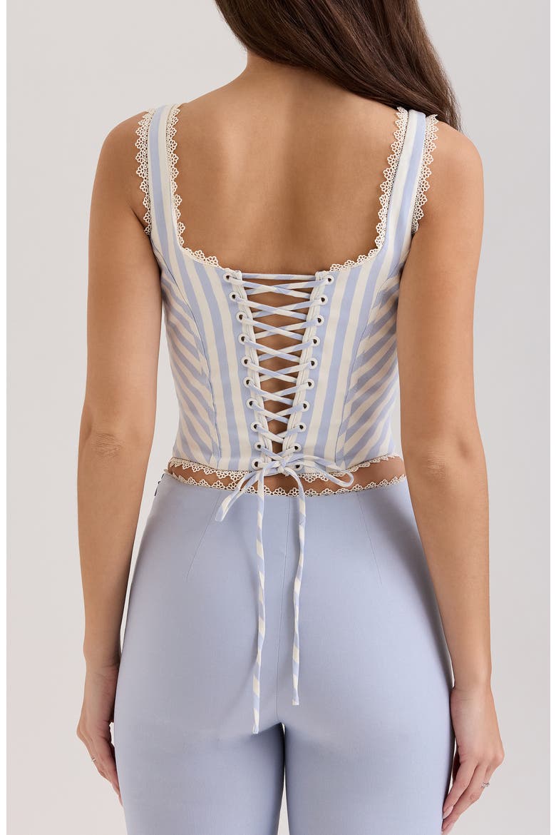 Petra Lace Trim Pintuck Corset Top, Alternate, color, STRIPE BLUE