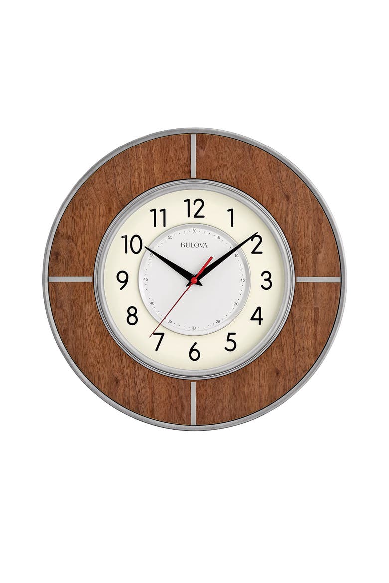 Contempo Modern Metal Wall Clock, Main, color, Brown