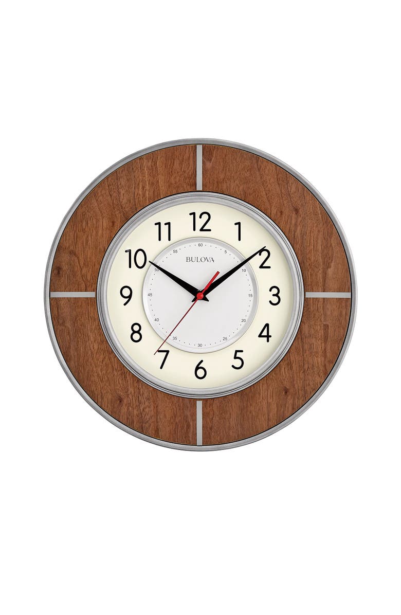 Bulova Clocks Contempo Modern Metal Wall Clock, Main, color, Brown