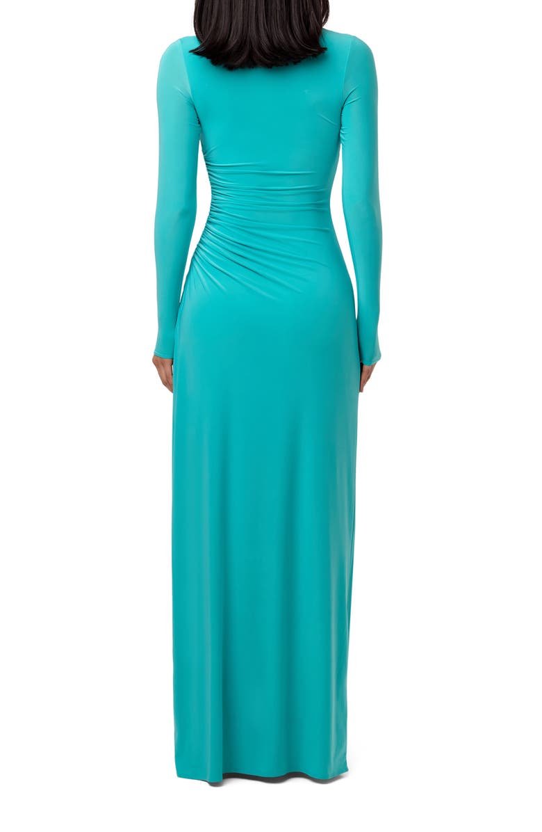 Naked Wardrobe Overlay Long Sleeve Body-Con Maxi Dress, Alternate, color, Turquoise
