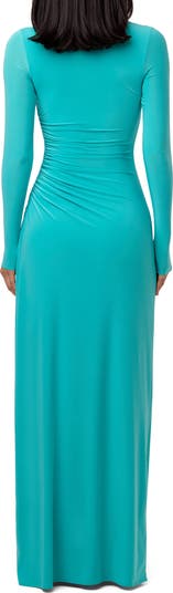 Overlay Long Sleeve Body-Con Maxi Dress