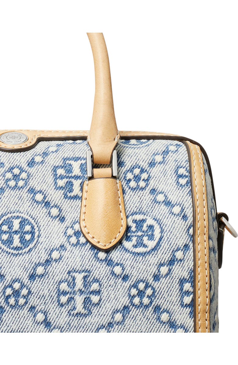 Tory Burch Petite T Monogram Jacquard Barrel Bag, Alternate, color, Powder Blue