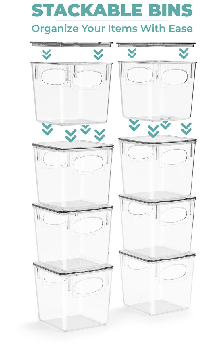 SORBUS 4-Pack Plastic Bins with Lids, Alternate, color, 
