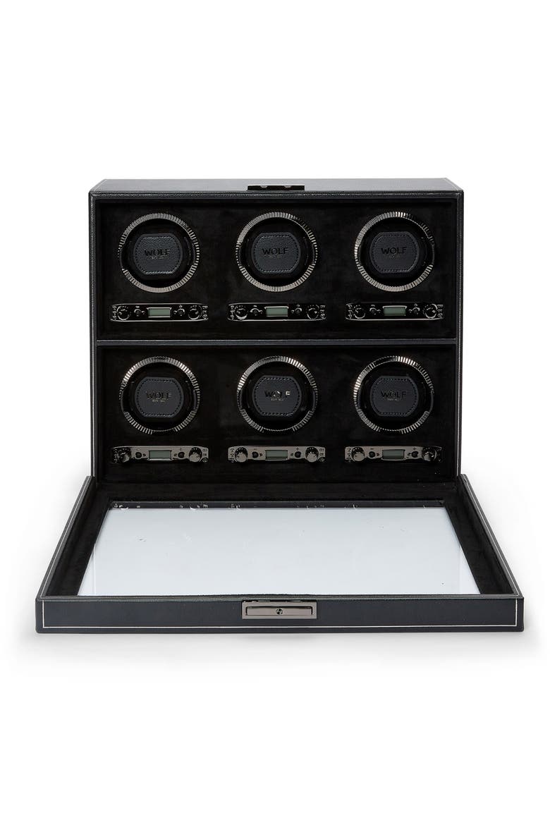British Racing 6 Piece Watch Winder, Alternate, color, Black