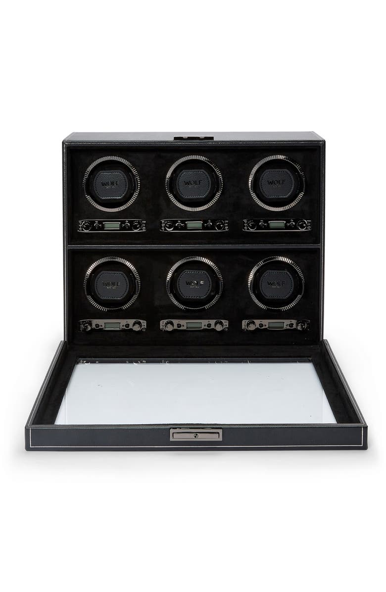 WOLF British Racing 6 Piece Watch Winder, Alternate, color, Black