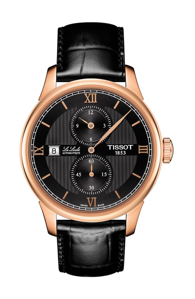 Tissot Men's Le Locle Croc Embossed Leather Strap Swiss Automatic Watch, 39mm, Main, color,
