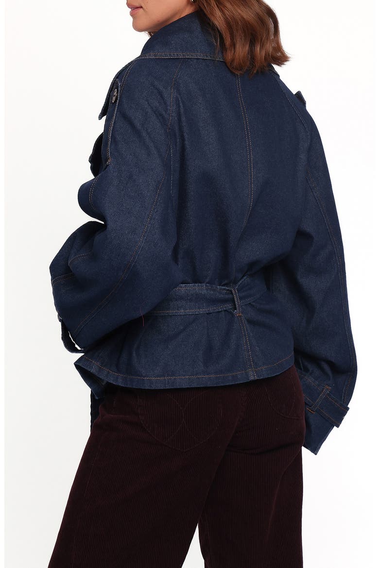 Miranda Cropped Trench Jacket, Alternate, color, INDIGO WASH