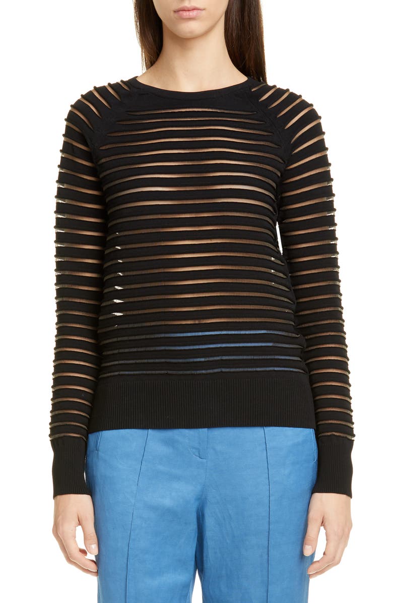 PARTOW Margot Sheer Stripe Sweater, Main, color, 