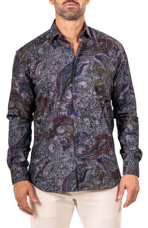 Fibonacci Marthyr 0256 Paisley Contemporary Fit Button-Up Shirt