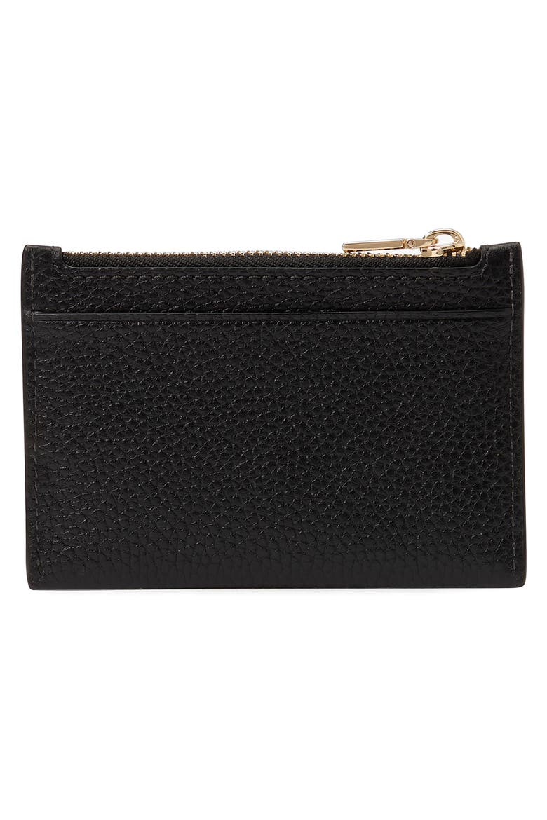 knott pebbled leather card case, Alternate, color, BLACK