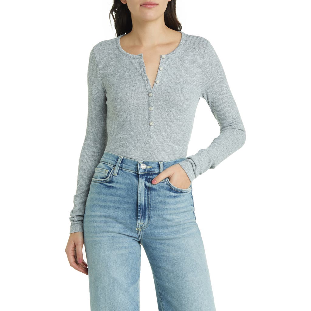 Rag & Bone Women's Rib-knit Henley Shirt In Heather Grey