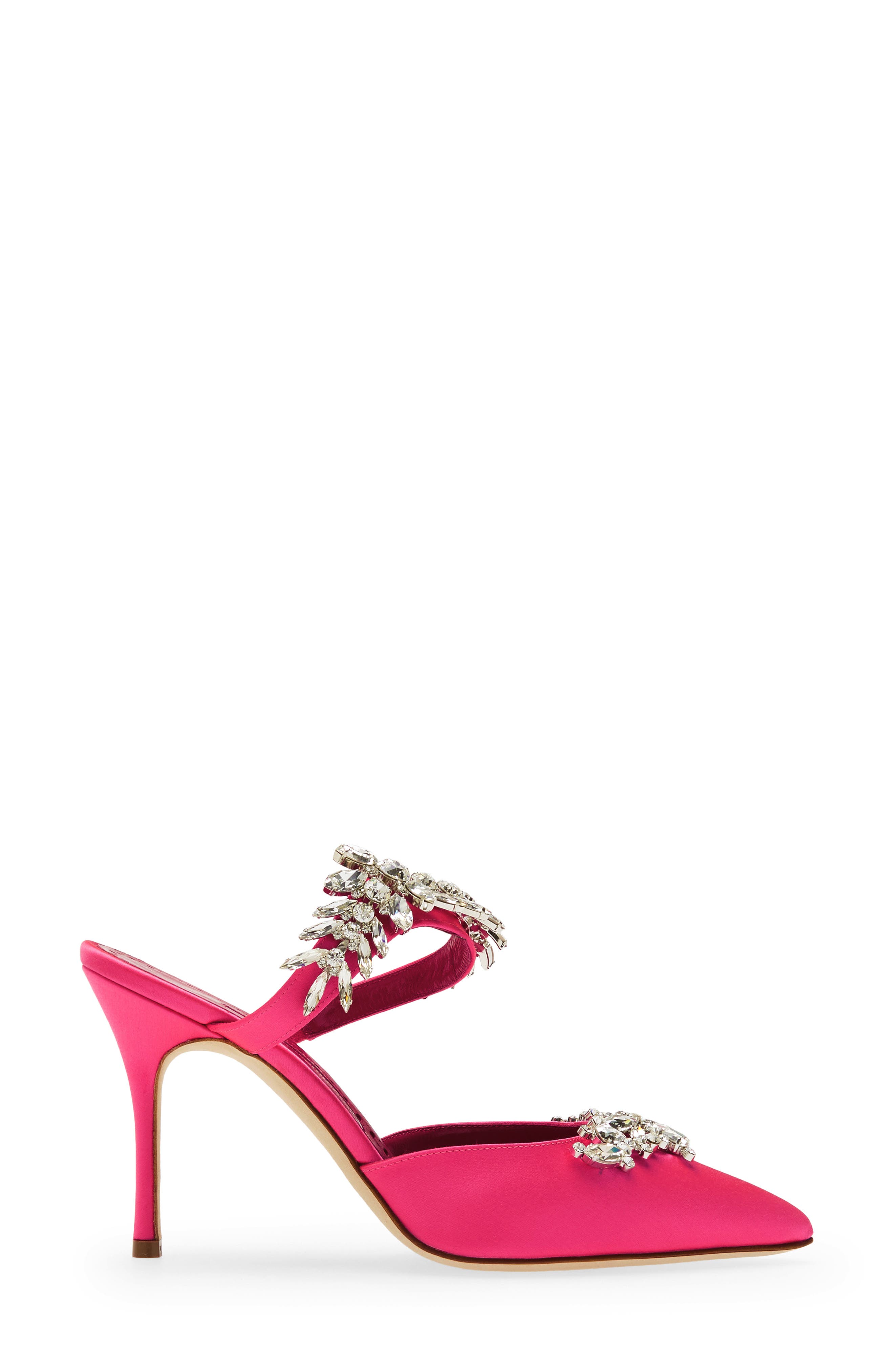 Manolo Blahnik Lurum Crystal Leaf Pointed Toe Mule, Alternate, color, 