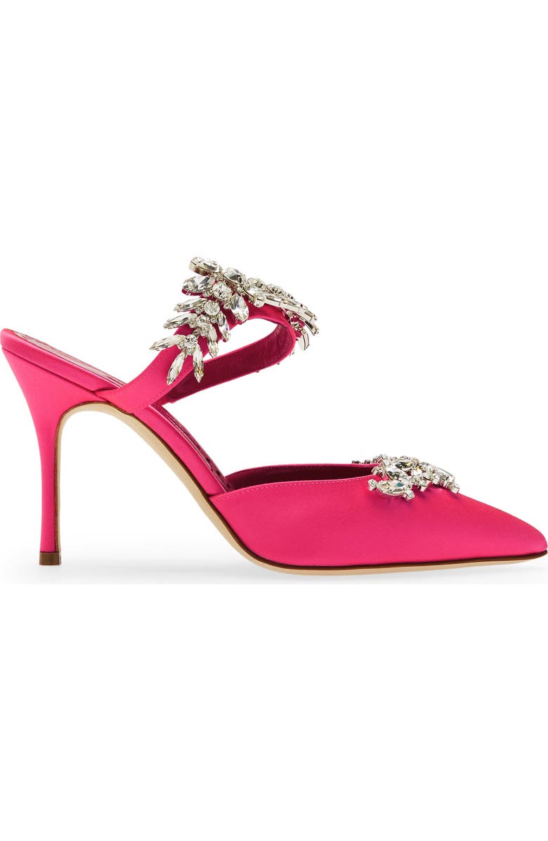 Manolo Blahnik Lurum Crystal Leaf Pointed Toe Mule, Alternate, color,
