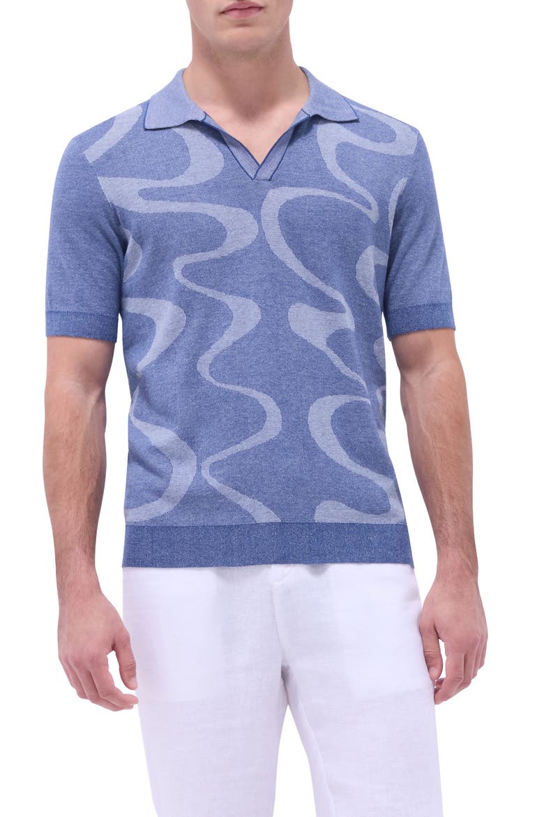 Johnny Collar Cotton & Silk Polo Sweater, Main, color, INDIGO