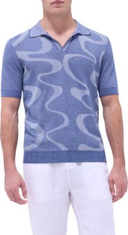 Bugatchi Johnny Collar Cotton & Silk Polo Sweater