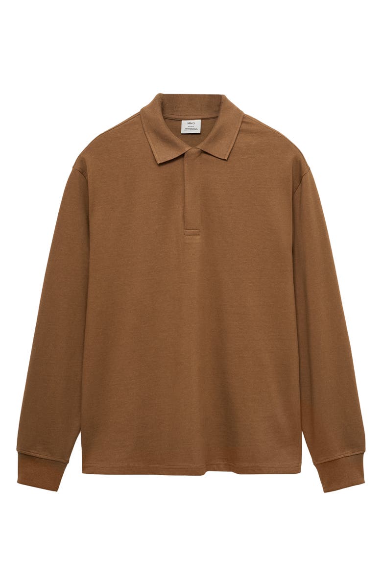 MANGO Oversize Cotton Polo Sweatshirt, Alternate, color, Medium Brown
